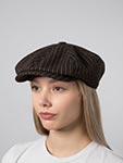 Кепка STETSON арт. 6810702 8-PANEL CAP WOOLEN STRIPE (темно-коричневый / бежевый)